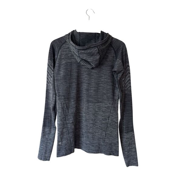 LULULEMON Womens Charcoal Multi Pattern Pullover Hooded Activewear Sweatshirt - Picture 2 of 11